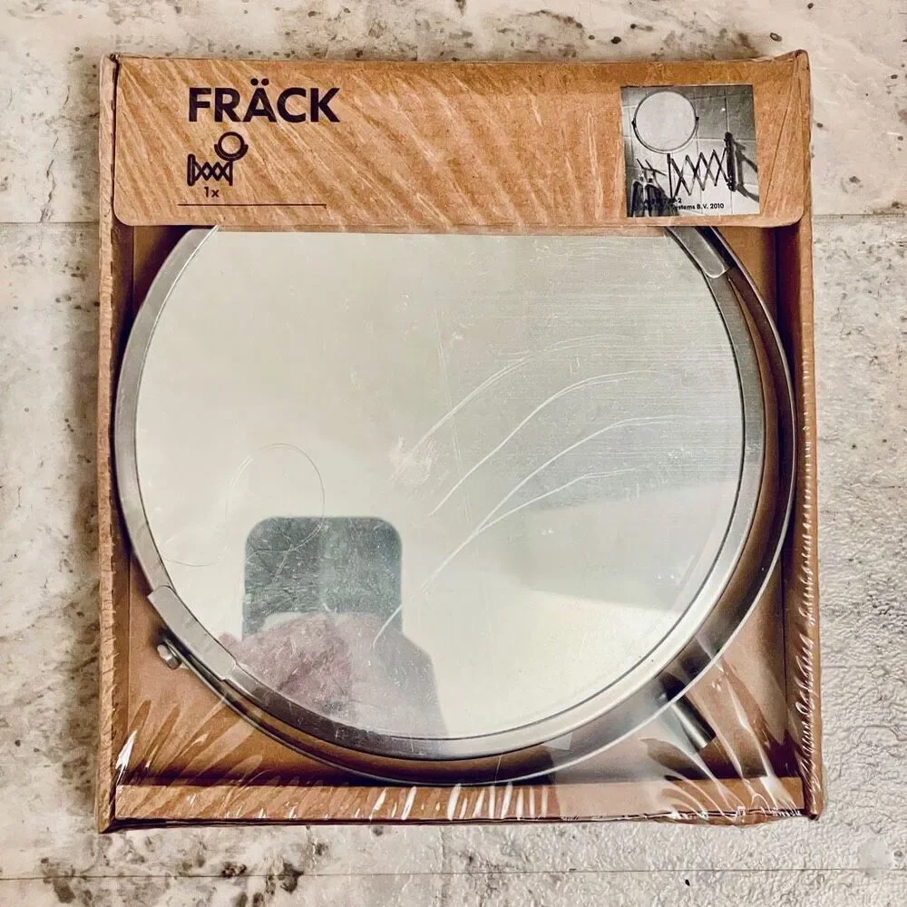 NWT IKEA Frack Wall Mounted Double-Sided Silver Magnify Stainless Steel Mirror